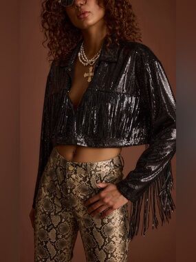 12th Tribe Star Crossed Black Sequin Jacket - Size S/M